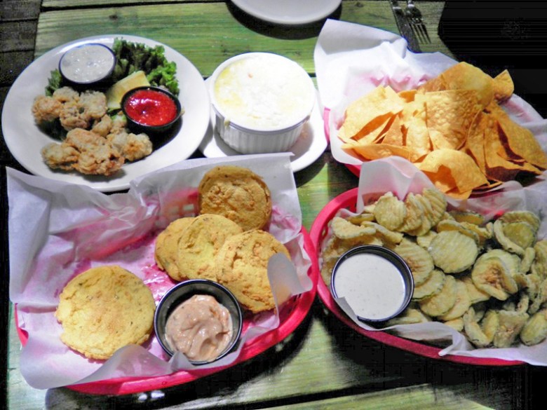 Fried Green Tomatoes, Fried Oysters, Vidalia Onion Pie, Fried Dill Pickles